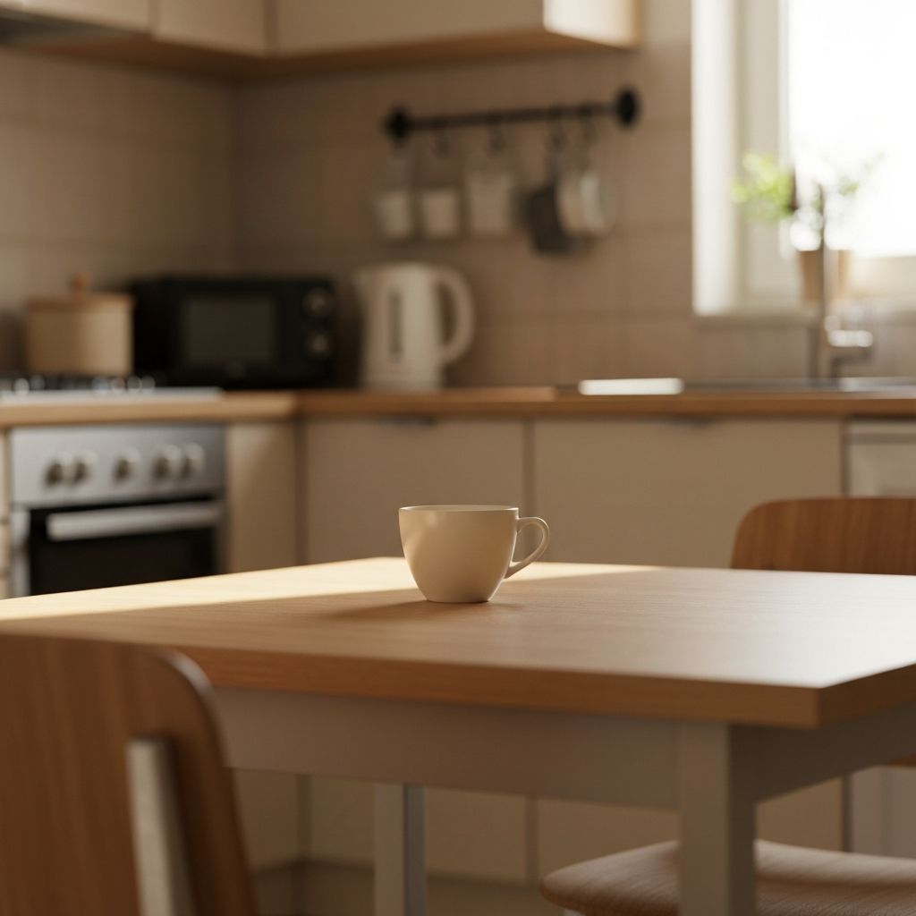 Morgonkaffe på köksbord